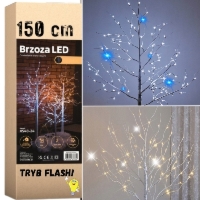 Drzewko świąteczne 120 LED - świecąca brzoza 150 cm+ FLASH