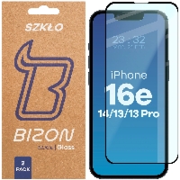 Szkło hartowane Bizon Glass Edge Duo do iPhone 17e / 16e / 14 / 13 Pro / 13, czarna ramka, 2 sztuki