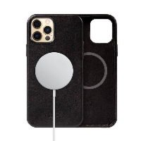 Etui Crong Essential Cover Magnetic do iPhone 12 Pro Max MagSafe Skórzane Black