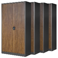 Zestaw 4x biurowa szafa metalowa na akta JAN, 900 x 1850 x 400 mm, antracytowa/ orzech