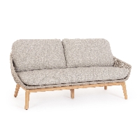 Sofa ogrodowa 2-3-os TAMIRES beżowa 168x88 z drewna teak z liną polipropylenową Bizzotto