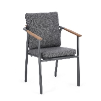 Krzesło ogrodowe LEONIDA antracytowy 57x59 olefin drewno teak efekt bukli Bizzotto