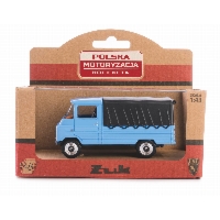 Kolekcjonerski metalowy model FSC Żuk 1:43 – niebieski furgon, idealny prezent dla miłośników PRL (K-547)