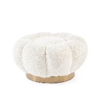 Pufa Florel biała Ø65x35cm PET, PU, złota stal Bizzotto