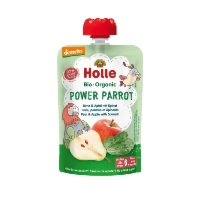 MUS W TUBCE SILNA PAPUGA (GRUSZKA - JABŁKO - SZPINAK) BEZ DODATKU CUKRÓW BEZGLUTENOWY OD 6 MIESIĄCA DEMETER BIO 100 g - HOLLE