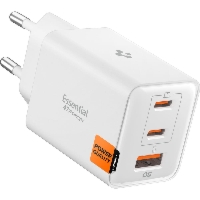 Ładowarka sieciowa GaN 2x USB-C / 1x USB-A, 47W, Spigen Essential EE473EU, biała