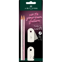 ZESTAW SPARKLE & SLEEVE FABER-CASTELL: 2 OŁÓWKI, TEMPERÓWKA I GUMKA (KOLOR: COCONUT MILK)