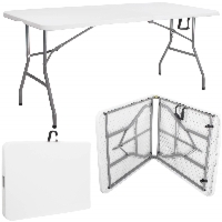 Stół cateringowy 180x74 cm stolik składany ogrodowy, turystyczny walizka biały
