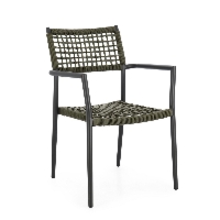 Krzesło ogrodowe CALETA antracytowe / zielone 56x60 aluminiowe z liną olefinową Bizzotto