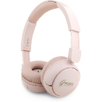 Bezprzewodowe słuchawki nauszne Guess Metal Logo Script Logo Bluetooth 5.3, różowe