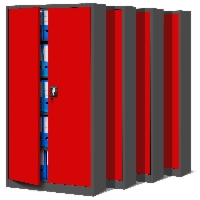 Zestaw 4x biurowa szafa metalowa na akta JAN H, 900 x 1950 x 400 mm, antracytowo-czerwona