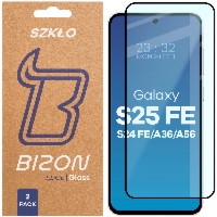 Szkło hartowane Bizon Glass Edge Duo do Galaxy S25 FE / S24 FE / A36 5G / A56 5G, czarna ramka, 2 sztuki