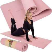 Gruba mata do ćwiczeń jogi fitness 183 cm różowa