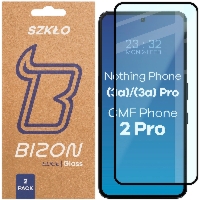 Szkło hartowane Bizon Glass Edge Duo do Nothing Phone (3a) / (3a) Pro / CMF Phone 2 Pro, czarna ramka, 2 sztuki