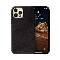 Etui Crong Essential Cover do iPhone 12 Pro Max Skórzane Czarne Plecki