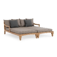 Łóżko ogrodowe podwójne BALI beżowe B 206x87 drewno teak Bizzotto