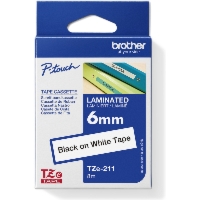 Taśma do Brother TZe-211 6mm 8m biała taśma czarny napis oryginalna