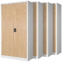 Zestaw 4x biurowa szafa metalowa na akta JAN, 900 x 1850 x 400 mm, Eco Design: biała/ dąb sonoma