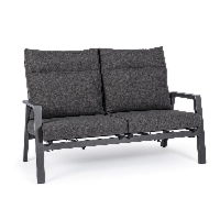 Sofa ogrodowa 2-os regulowana KLEDI antracytowa 152x81 aluminiowa z wysokim oparciem Bizzotto