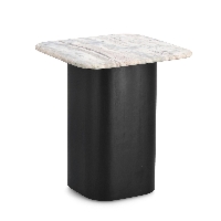 Stolik kawowy Leander naturalny 40x40x47 cm blat z marmuru mango Bizzotto
