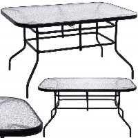 Stół na taras prostokątny 120x70cm stół do ogrodu, metalowy i szkło hartowane