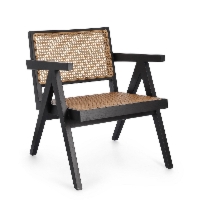 Fotel Galia czarny 61x68.5x74cm drewno tekowe i rattan Bizzotto