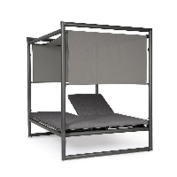 Łóżko ogrodowe z baldachimem KONNOR antracytowe 149x213 aluminiowe Bizzotto