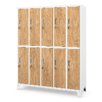 Szafa socjalna ubraniowa 10-drzwiowa biała/złoty dąb, 1360x1720x450 mm: BARTEK Eco Design