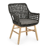 Krzesło ogrodowe WILSON czarne 63x56 aluminium teak Bizzotto