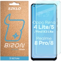 Szkło hartowane Bizon Glass Clear Duo do Oppo Reno 4 Lite / Oppo Reno 5 / Oppo Find X3 Lite / Realme 8 / Realme 8 Pro, 2 sztuki