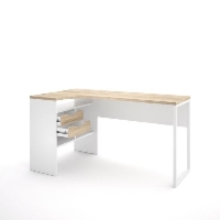 Biurko narożne białe / dąb trufla mat 145 cm Function