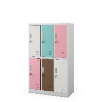 Szafka szkolna BHP szaro-pastelowa: 6-komorowa IGOREK, 900 x 1500 x 450 mm