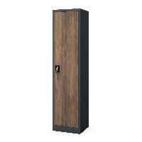 Szafa biurowa metalowa na akta antracytowa/orzech, 450x1850x400 mm: ALEX Eco Design