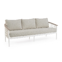 Sofa ogrodowa 3-os FENIX biała 205x75 aluminiowe z efektem drewna Bizzotto