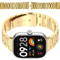 Pasek ze stali nierdzewnej Bizon Strap Watch Aura do Xiaomi Smart Band 9 Pro/8 Pro / Redmi Watch 6/5/4, złoty