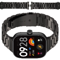 Pasek ze stali nierdzewnej Bizon Strap Watch Aura do Xiaomi Smart Band 9 Pro/8 Pro / Redmi Watch 6/5/4, czarny