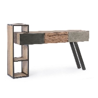 Konsola Manchester naturalny 160x38x95 cm drewno mango i stal Bizzotto