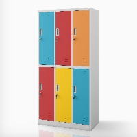 Szafka socjalna ubraniowa BHP szaro-wielokolorowa 6-drzwiowa: IGOR, 900 x 1850 x 450 mm