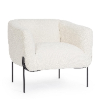 Fotel Claudine biały 78x74x73cm bouclé PET PU stal Bizzotto