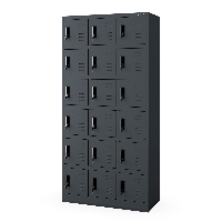 Szafka pracownicza skrytkowa 18-skrytkowa antracytowa, 900x1850x400 mm: KAROL