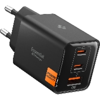 Ładowarka sieciowa GaN 2x USB-C / 1x USB-A, 47W, Spigen Essential EE473EU, czarna