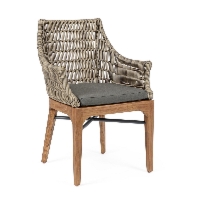 Krzesło ogrodowe KEILANI szare 60x58.5 aluminium teak Bizzotto