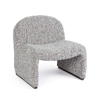 Fotel Bassilla szary 71x69x72,5cm z podłokietnikami drewno sosnowe PET Bizzotto