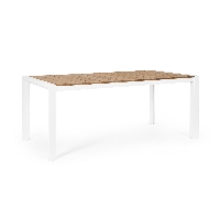 Stół ogrodowy CAMERON biały 180x90 aluminiowy z blatem z drewna tekowego Bizzotto