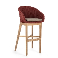 Hoker ogrodowy COACHELLA czerwony 56x57 z drewna teak z liną olefinową Bizzotto