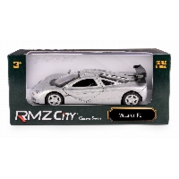 McLaren F1 1992 Silver – Metalowy Model 1:34 z Napędem Pull-Back i Otwieranymi Drzwiami, RMZ City Classic Series (K-175)