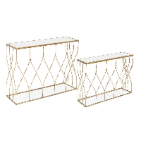 Konsola Elenor czarna 96,5x28x71cm i 104x33x79cm stal i szkło Bizzotto