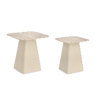 Zestaw stolików kawowych Hardy beżowy 40x40x47/50x50x52 ceram. stal Bizzotto