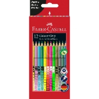 KREDKI GRIP 2001 FABER-CASTELL, 12 KOLORÓW PASTEL + NEON + METALIC