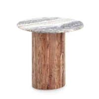 Stolik kawowy Eloy naturalny Ø45 cm marmur, akacja Bizzotto